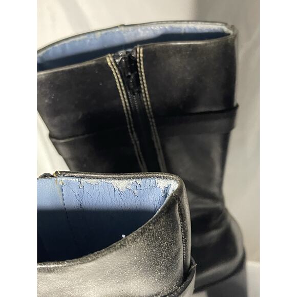 Indigo By Clark’s Leather Boots Women’s Size 6.5 Black Buckle Side Zip Heel Soft - Picture 13 of 16
